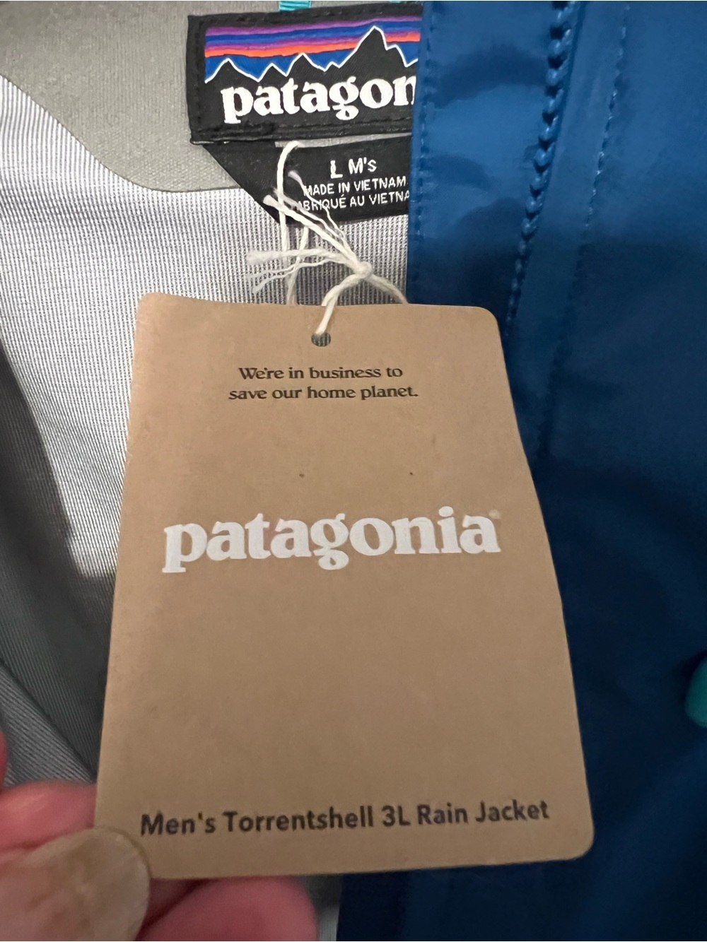 Patagonia NEW Bright Blue Men's Rain Shell with Hood size Large ☔️ - Picture 4 of 11